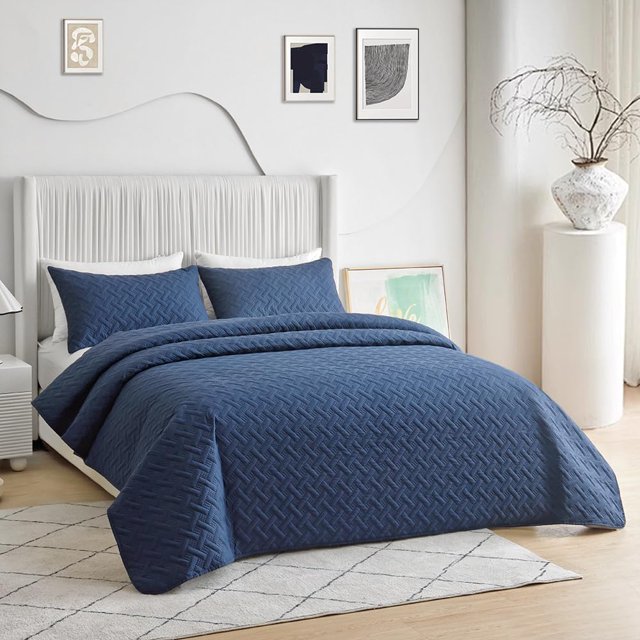Amorosa Edredón Acolchada Doble Vista Ligera para Todo el Año Tela Suave Cómoda Máquina King Azul-275*240cm