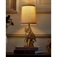 thumbnail image 5 of Owl Table Lamps Set of 2 - 14.25" Rustic Farmhouse, Gold Resin Base Nightstand Lights for Bedroom/Living Room (Vintage Style), 5 of 17