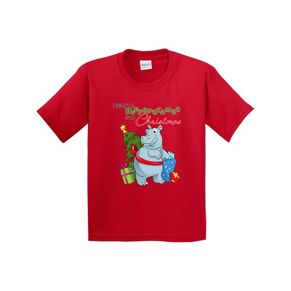 Inktastic I Want a Hippopotamus for Christmas Youth T-Shirt
