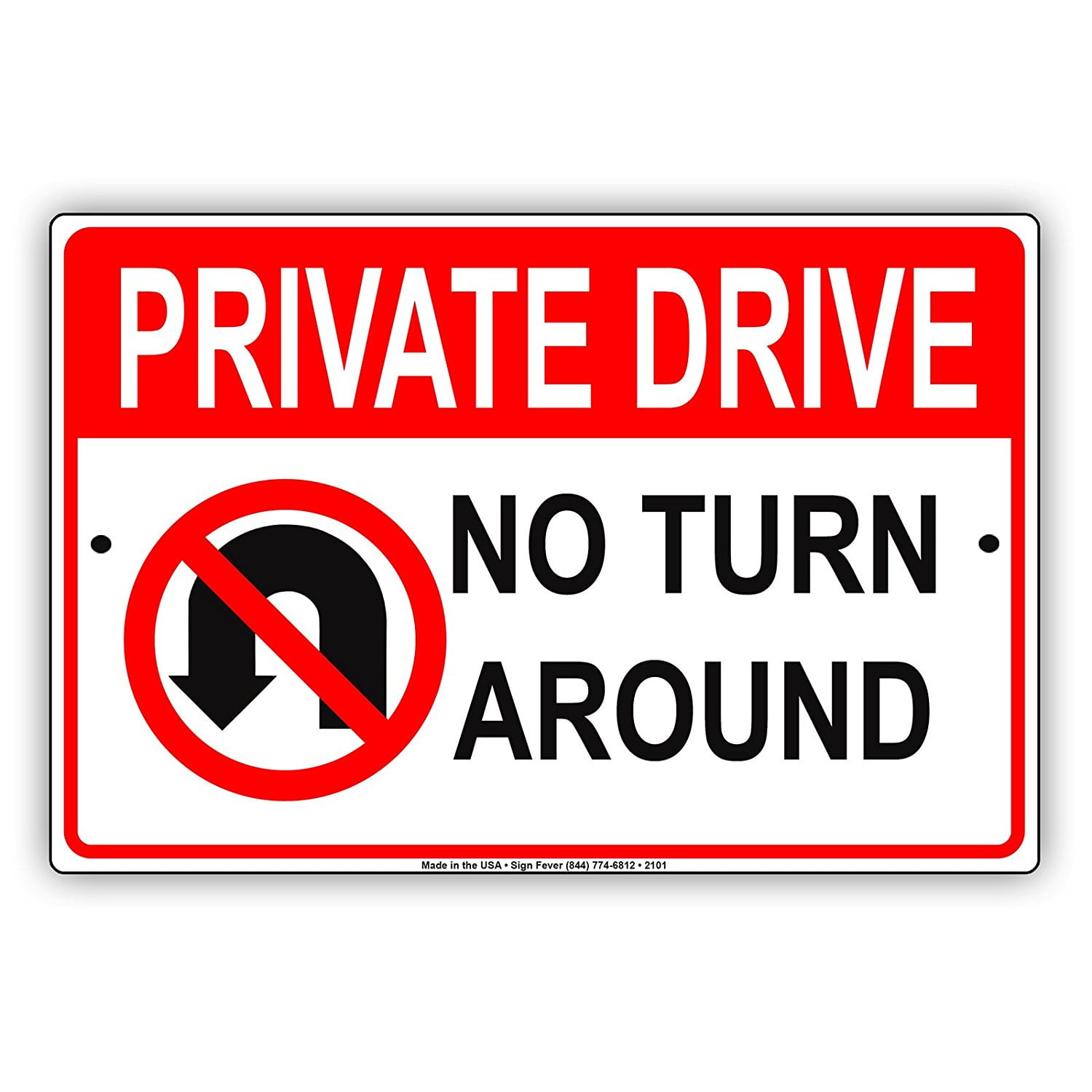 Private Driveway No Turning Aluminium Composite Sign 200mm x 135mm Black/White. 