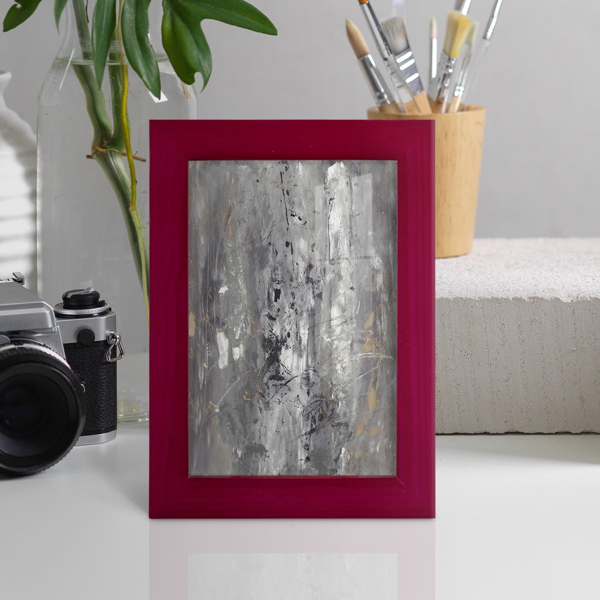 Ancient Marks I - Framed Print w/glass - Cherry Red