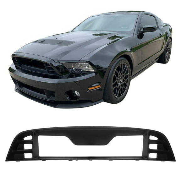 Ikon Motorsports Grille Compatible With 2010-2014 Ford Mustang GT500, Factory Style Front Bumper Upper Grill Kit Unpainted Black PP Polypropylene Center Cover Trim 1PC
