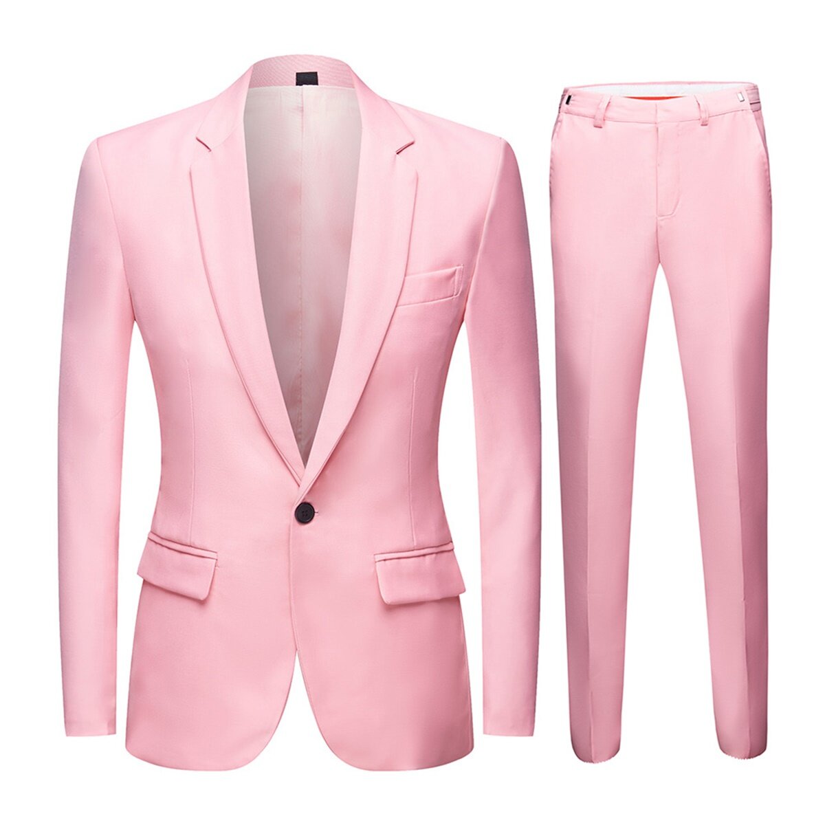CloudStyle Men's Two Piece Sets One Button Pink Dress Suit Party