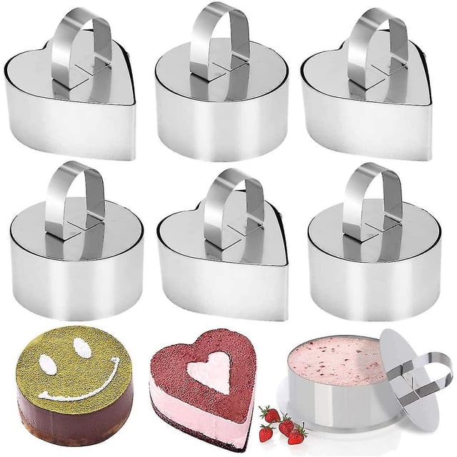 Anillos para Mousse YONGSHENG Acero Inoxidable 6 Piezas Redondos y en Forma de Corazón