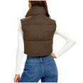 thumbnail image 4 of Women's Winter Cropped Puffer Vests Lightweight Sleeveless Warm Outerwear Padded Gilet Jackets with Pocket New Women's Winter Vests Lightweight Coffee XXL, 4 of 8