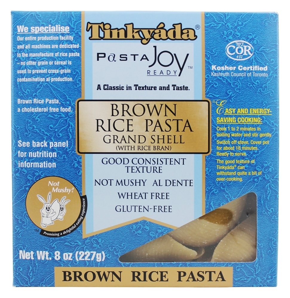 Tinkyada Pasta Brown Rice Pasta Grand Shell With Rice Bran 8 oz