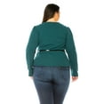 thumbnail image 3 of Women's Plus Size Collarless Button Down Jacket with Belt Accent, 3 of 7