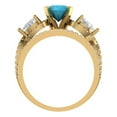 thumbnail image 4 of Clara Pucci 14K Yellow Gold 1.925 Simulated Turquoise Engraveable Engagement Ring + Wedding Band Set, 4 of 7