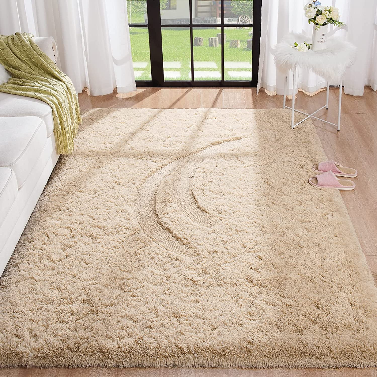 Lochas Soft Plush Fluffy Rugs Modern Indoor Shaggy Area Rug for Bedroom Living Room Home Decorative Floor Carpet,5'x8',Camel
