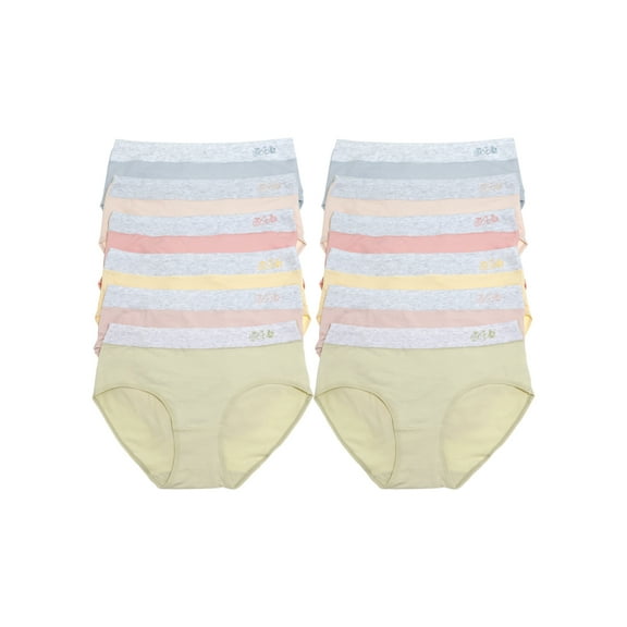 Angelina Women's Cotton Mid-Rise Brief Panties with Hip Detail (12-Pack)