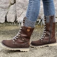 thumbnail image 5 of Bnwani Women Boots Pile Toe Thick Knee-High Leather Suede Boot Brown Size 6, 5 of 8