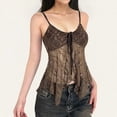 thumbnail image 2 of Kilaqueen Lace Babydoll Cami Top for Women Sexy V Neck Spaghetti Straps Camisoles Empire Waist Semi Sheer Flowy Bodice Tank Tops, 2 of 8