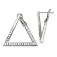 thumbnail image 1 of Boucles d'Oreilles Dos Oméga Triangle en Acier Inoxydable Poli avec Cristal, 1 of 3