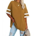 thumbnail image 2 of Tops ! Xihbxyly Oversized Tshirts Shirts for Women, Women Oversized T-Shirt Summer Casual Half Sleeve Round Neck Loose Tee Tops Tunic Tops Yellow XL, 2 of 6