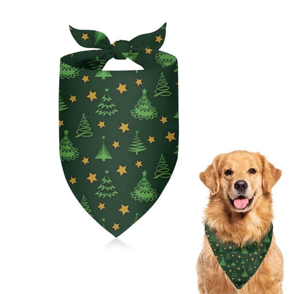 Dog Bandana 1 Pack,Green Christmas Tree and Star Pattern Bandanas for Dogs,Cat Bandana,Small/ Large Dog Bandana 2 Size,Dog Bandanas Girl Boy