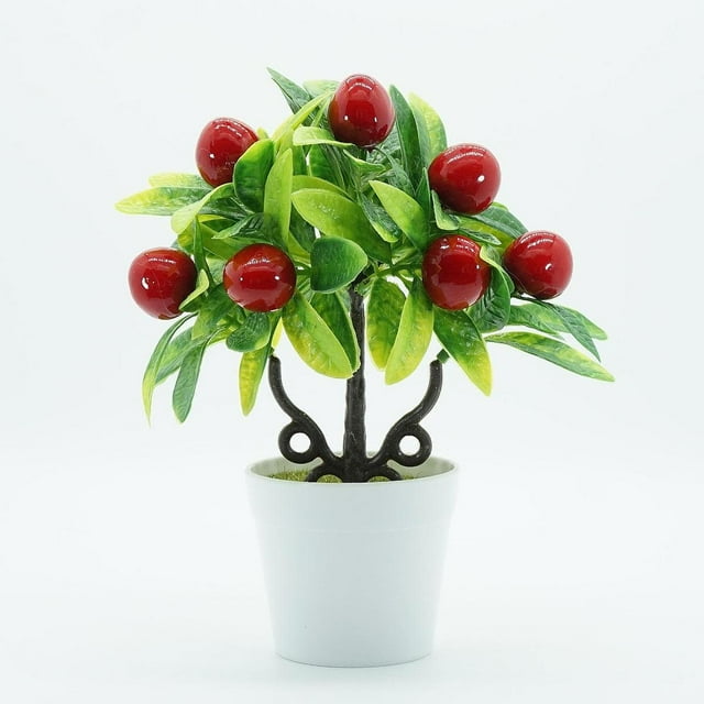 Plantas artificiales en maceta, planta falsa en maceta pequeña, decoración del hogar, plantas artificiales pequeñas, planta de artificial para Guindas