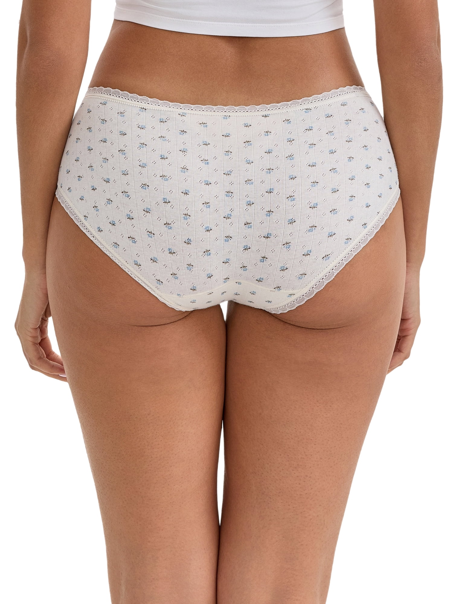 DARING DIVA Women's Floral Low Waisted Full Coverage Cotton Briefs M Light Beige