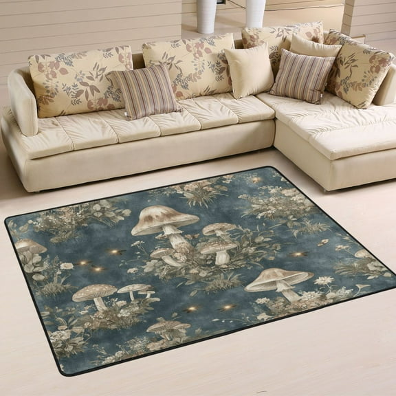 Mushroom Pattern Soft Polyester Area Rug 36''x24'', Non Slip, Memory Foam, Water Absorbent