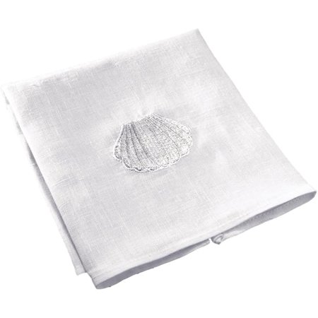 Baptismal Napkin Linen with Embroidered Shell 10.5 X 11' Pack of 4