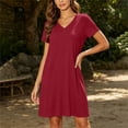 thumbnail image 5 of Ailaofu Summer Dresses for Women V Neck Short Sleeve Casual Loose T Shirt Sundress Beach Cover Ups with Pockets, 5 of 7