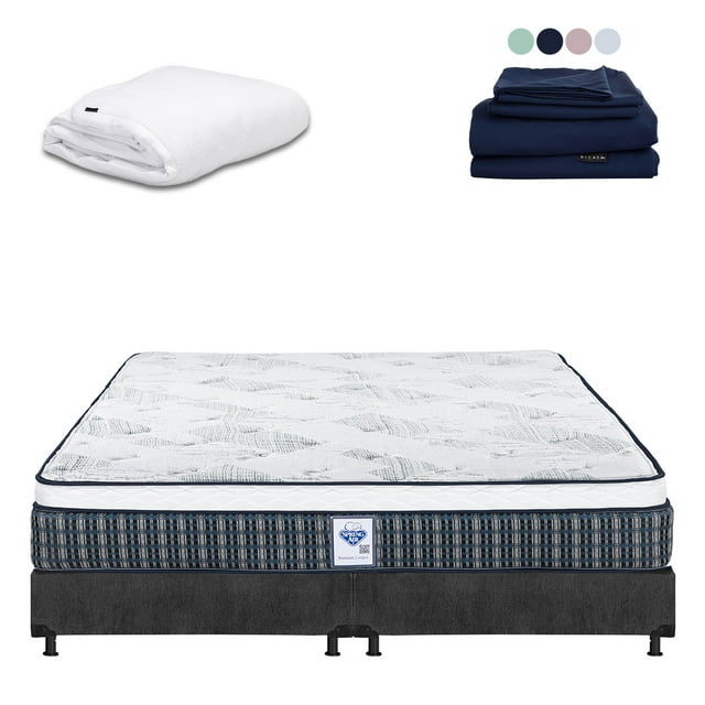 Colchón King SIze Cardona Spring Air+ Protector de Colchón Cloud + Sábanas Softy