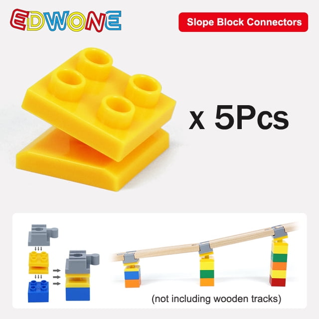 5/10 Pcs Connecteurs Universels pour Rails en Bois Accessoires Blocs de Grande Taille Adaptateurs de Connexion Rotatifs Adaptés aux Rails de Train de Marque Rotation 5 Pcs Jaune