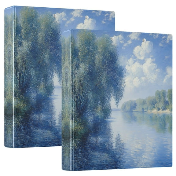 FORMRS 3 Ring Binder 1.5 inch with Pockets Set of 2 Clip Board 200 Sheets Capacity, Plants and River