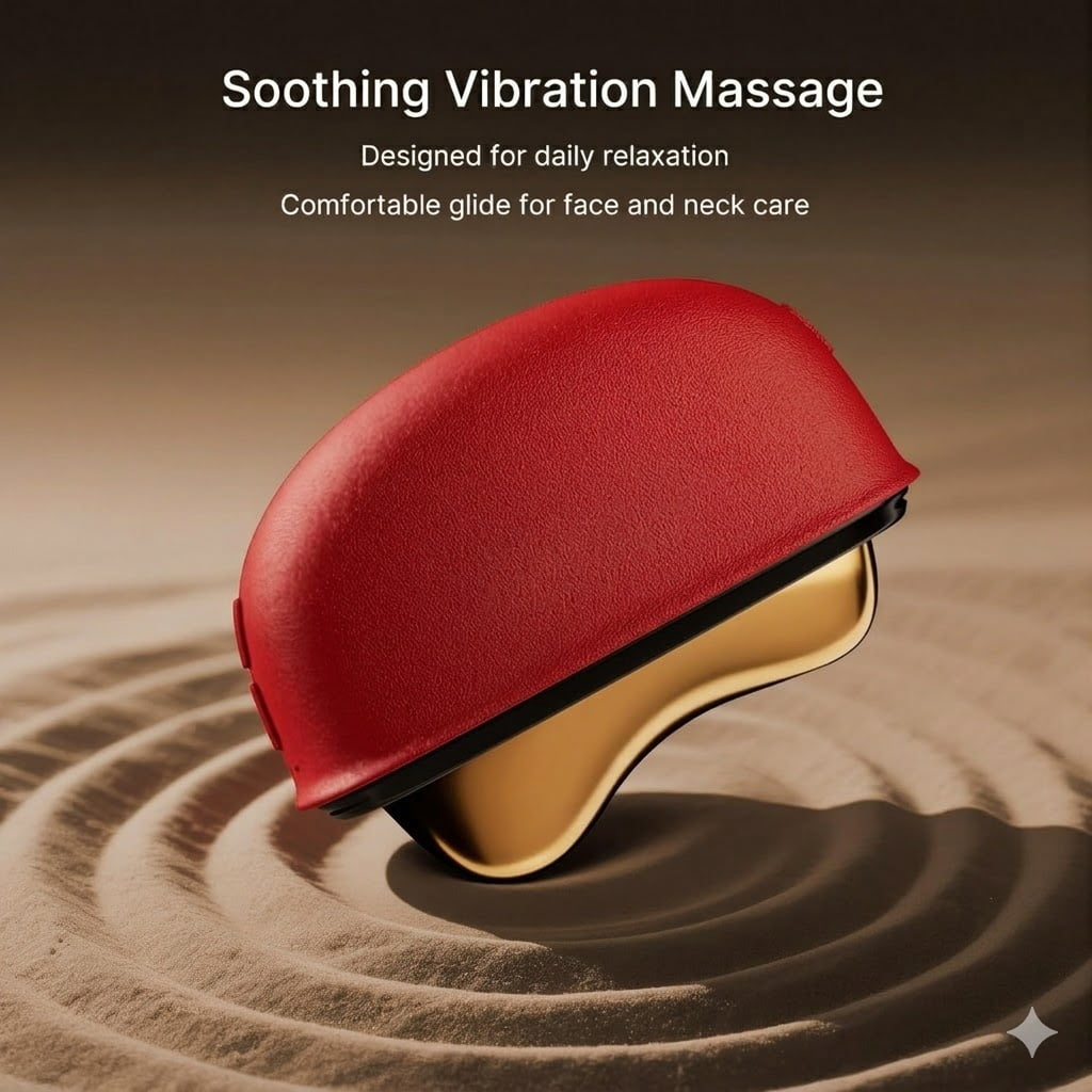 Electric Gua Sha Facial Massager with Red Light Therapy, Heat & Vibration - Brass Skin Care Tool