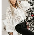 thumbnail image 4 of Blmnix Womens Button Down Shirts Sheer Sexy White Gothic Womens Blouse Long Sleeve V-Neck Shirts, 4 of 7