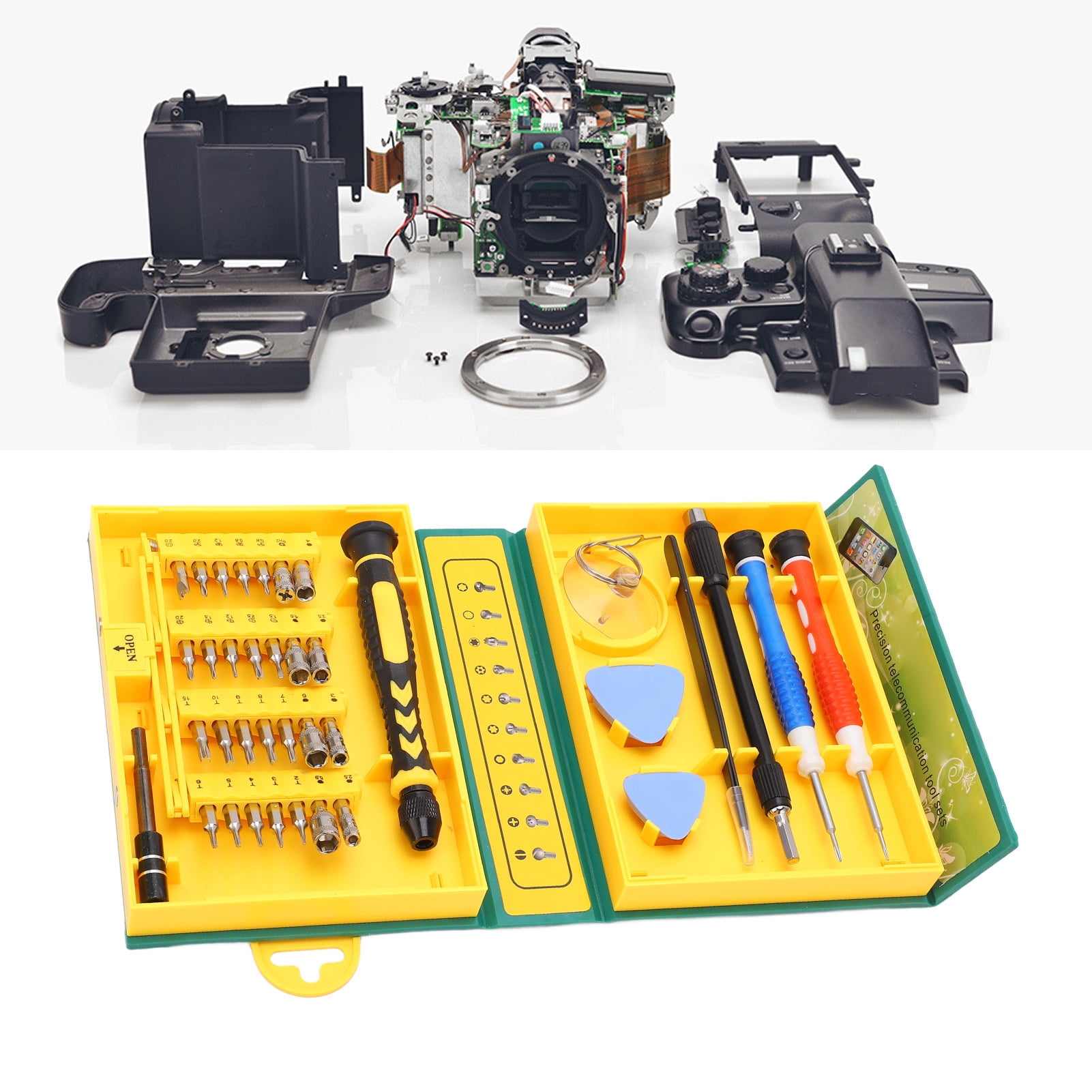 LAZIOEGR 38-Piece Precision Screwdriver Set, Magnetic Repair Tool Kit with Bendable Extension, Case Prying Tools, for Phones Electronics 5.9 inches / 15 cm