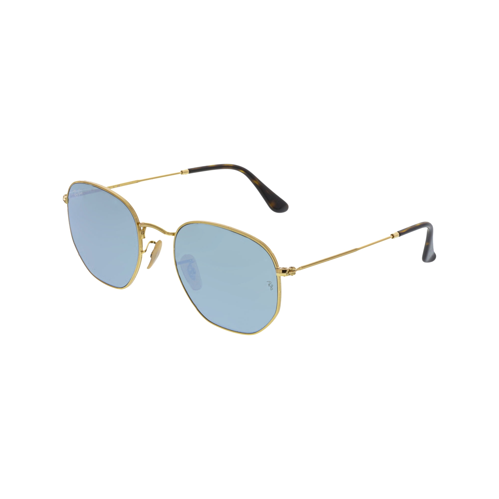 Ray-Ban Hexagonal Flat Lenses Sunglasses Arista Gold Frame Silver Lenses 54-21