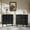 black, variant on 2-Door Wooden Storage Sideboard with Faux Six-Drawer Design Spindle Legs for Living Room Walnut