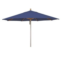 Simply Shade Ibiza Solefin Aluminum Wood Umbrella in Silver/Blue Sky