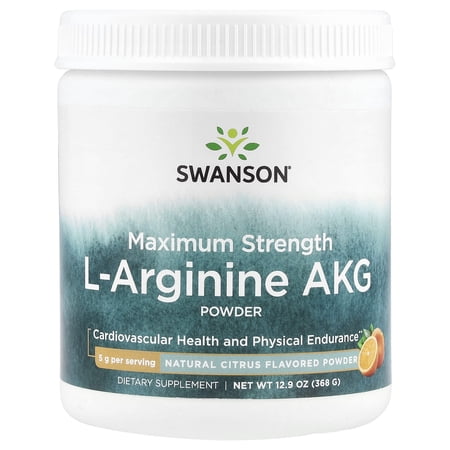 Swanson Maximum Strength L-Arginine Akg Powder - Natural Citrus Flavored 5 g 12.9 oz Powder
