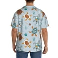 thumbnail image 3 of Uemuo Sea Turtle Pattern Cotton Linen Short Sleeve Shirts,Casual Lightweight Button Down Shirts,Vacation Beach Summer Tops-Large, 3 of 7