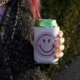 thumbnail image 3 of Smiley Smile Happy Girl Eyelashes Pink Face Can Cooler - Drink Sleeve Hugger Collapsible Insulator - Beverage Insulated Holder, 3 of 4