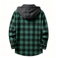 thumbnail image 3 of Elwylmiz Hooded Plaid Shirts for Women Button Down Long Sleeve Tunic Shirt Drawstring Collared Casual Tops Flannel Shacket Jacket, 3 of 4