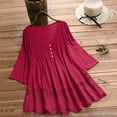 thumbnail image 5 of Shakumy Shirts for Women Tall Women Vintage Three Quarter Lace V Neck Plus Size Top T Shirt Women's Plain T Shirt Shirt Red 4X-Large, 5 of 5