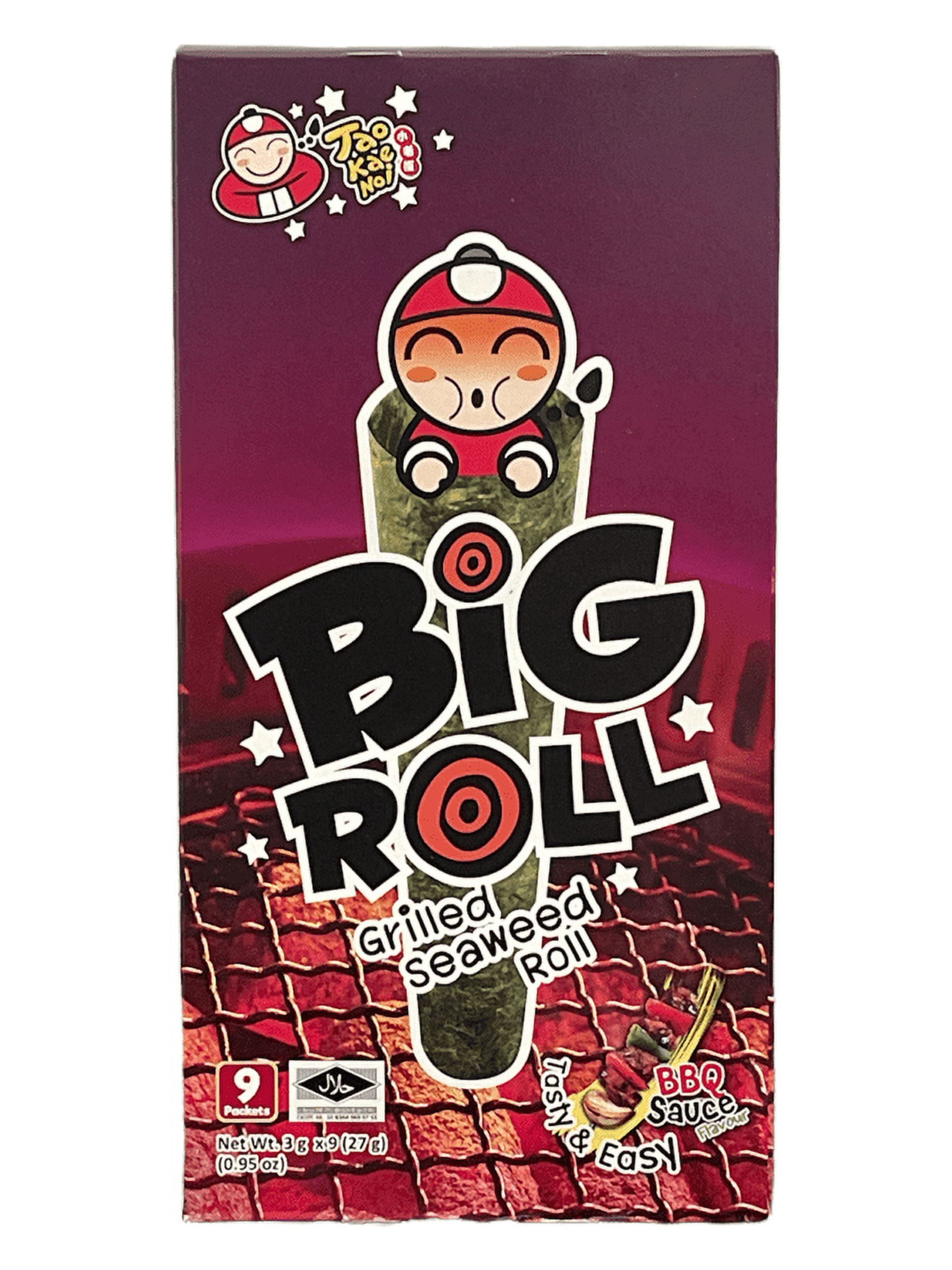 Tao Kae Noi Grilled Seaweed Big Roll, BBQ Sauce Flavor, Box of 9