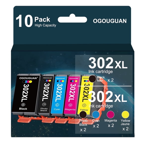 302XL Ink for Epson T302XL Inkjet Ink Cartridges for Expression Premium XP-6000 XP-6100 Printer,Total 10 Pack (Black, Photo Black, Cyan, Magenta, Yellow)