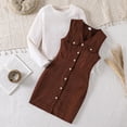 thumbnail image 4 of WOYY Girls Outfits Knit Ribbed Long Sleeve Top Sleeveless Dress Fall Clothes Set, Size 7-12, 4 of 8