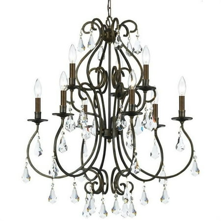 

Crystorama Lighting 5019-EB-CL-MWP Ashton - Nine Light Chandelier in Traditional and Contemporary Style - 25.5 Inches Wide by 31 Inches High Clear Majestic Wood Polished English Bronze Finish