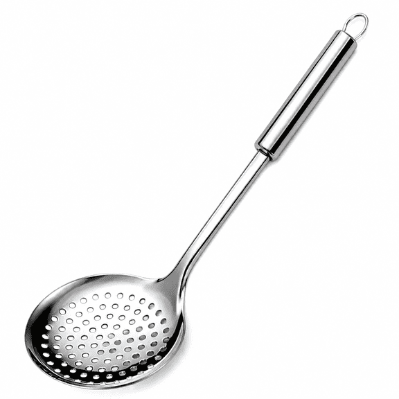 Florvian 13.2" Stainless Steel Cooking Skimmer Spoon Metal Slotted Spoon for Straining,Ideal for Frying,Skimmer Ladle Spoons Kitchen Utensils Fryer Scoop