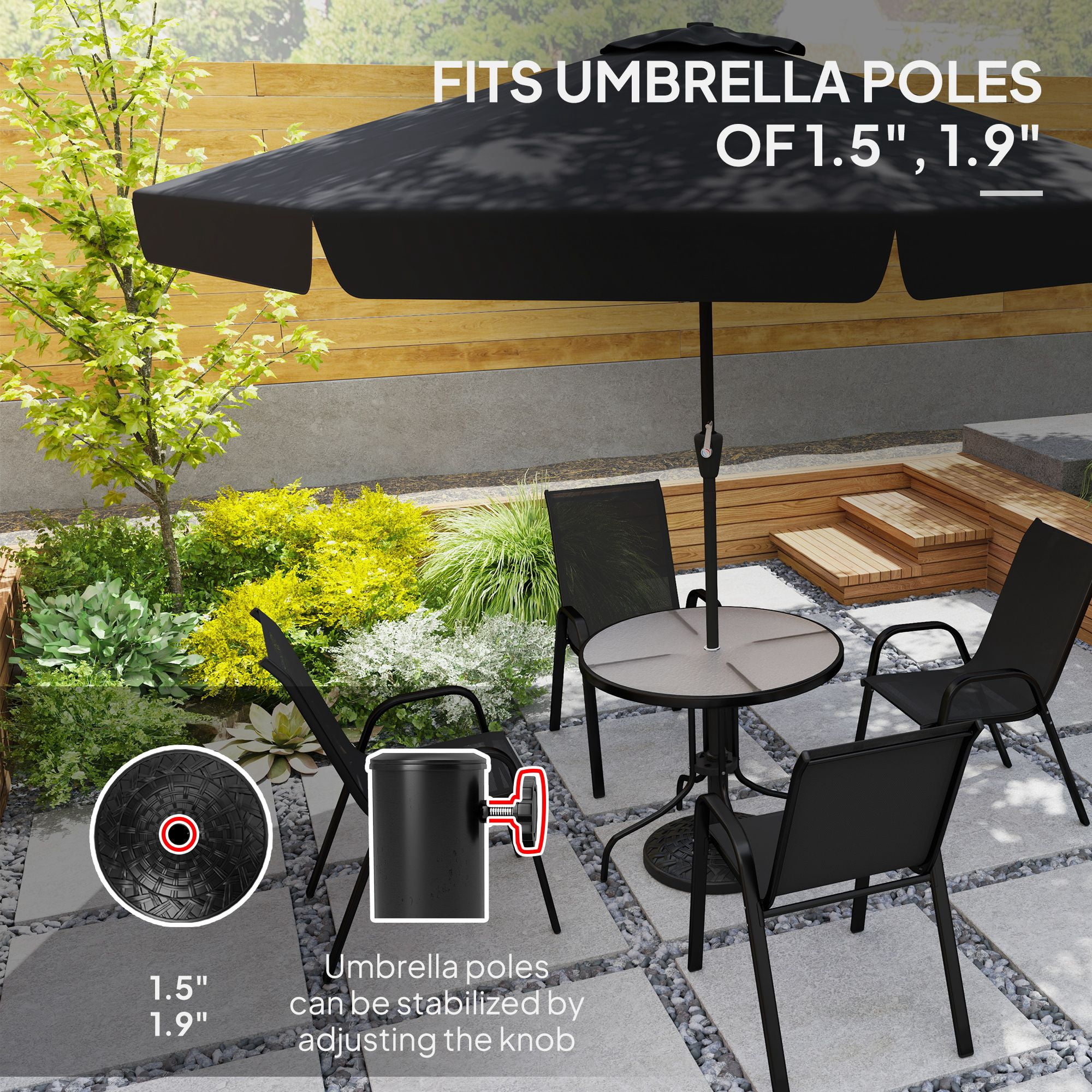 Dranite 19" Round Patio Umbrella Base, 26 lbs Concrete Heavy Duty Umbrella Stand, Holder for 1.5"/1.9" Umbrella Poles for Outdoor, Lawn, Poolside, Black