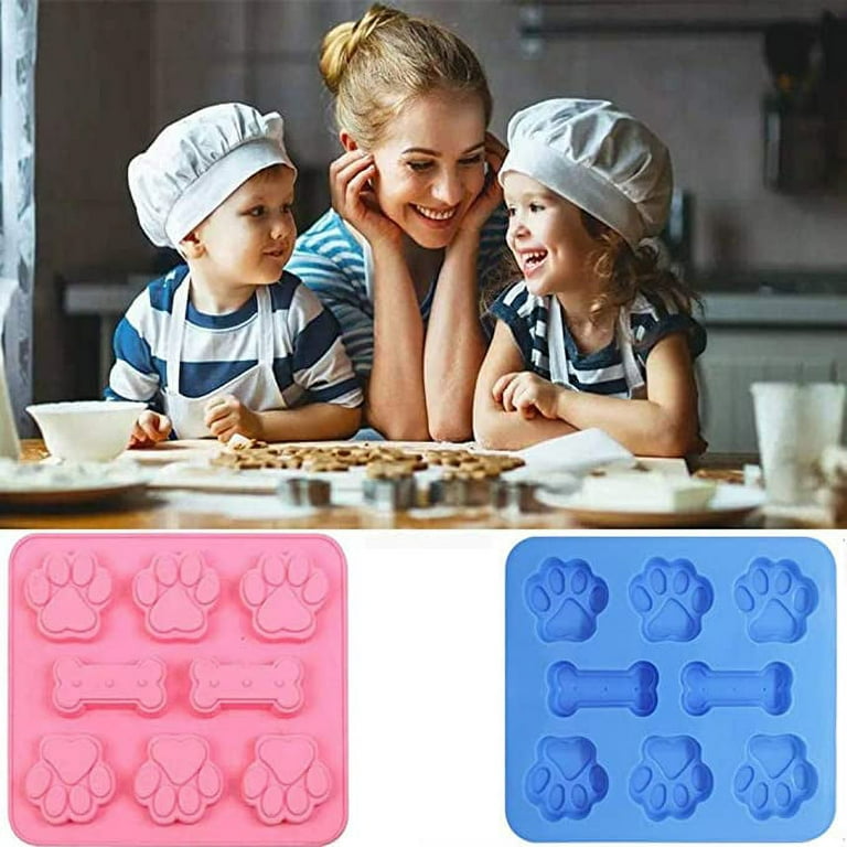 5 Pack Silicone Molds Puppy Dog Paw Bone Silicone Dog Treat Molds for Baking  Chocolate, Candy, Jelly, Ice Cube, Dog Treats, Random Color 