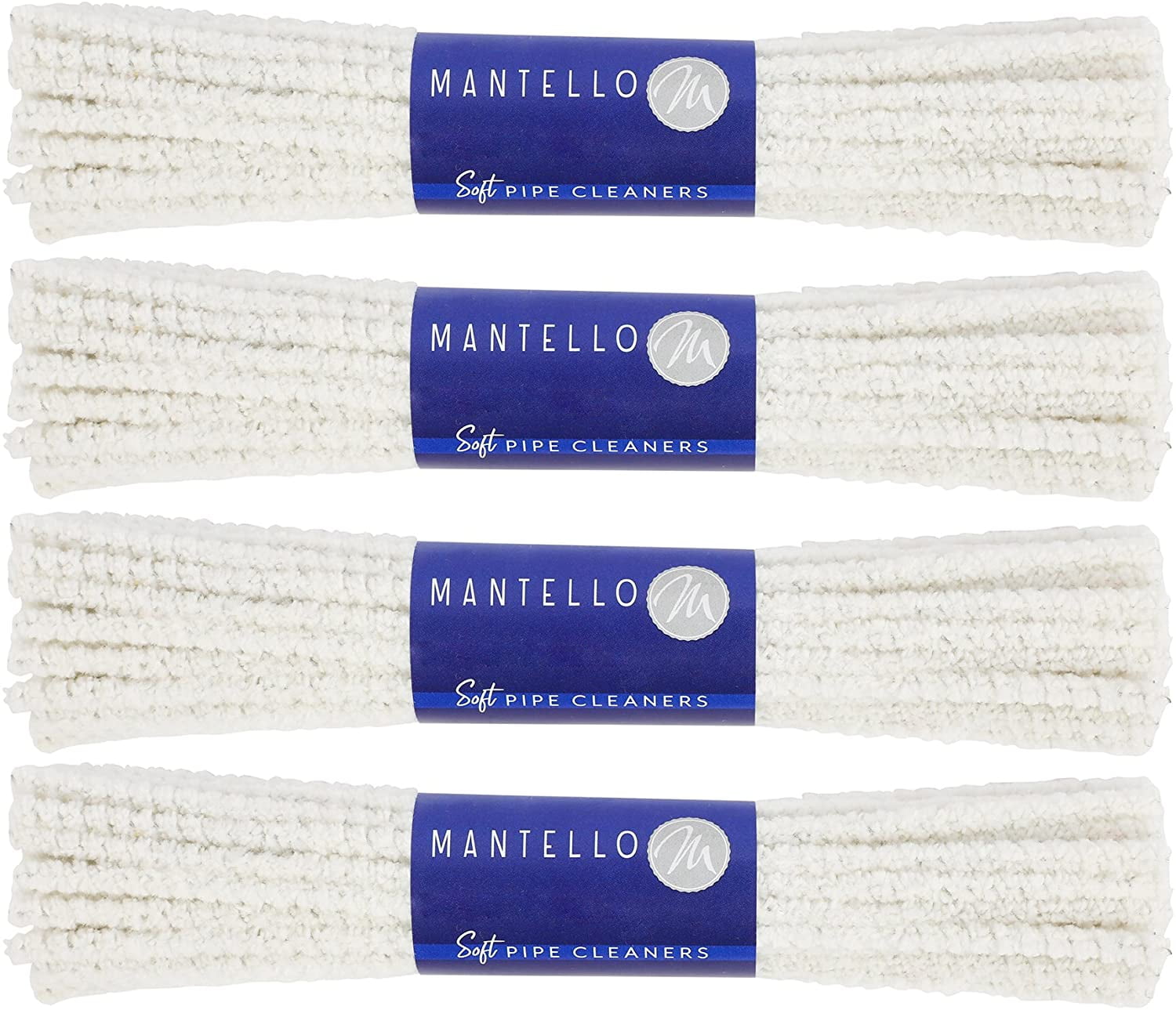 Mantello Soft Bristle Pipe Cleaners - 4 Bundles, 176 Count - 100% Cotton Steel Wire - Glass Metal Ceramic Pipe Cleaner - Wrap Cable - Wire Management - Crafts Projects