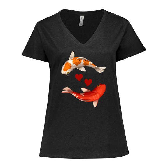 Inktastic Koi Carp Fish Japanese Women's Plus Size V-Neck T-Shirt