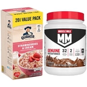 Muscle Milk Protein Powder Chocolate and Quaker Instant Strawberry Oatmeal