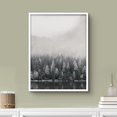thumbnail image 2 of PixonSign Framed Wall Art Print Fog Covers Top of Forest Trees Nature Wilderness Photography Realism Modern Landscape Dramatic Dark Black and White for Living Room, Bedroom, Office - 12"x16" WHITE, 2 of 6