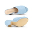 thumbnail image 4 of BLISSFUL STEP Valentine's Women's Shoes Chunky Platform Open Toe Slides Block Heel Sandals Sky Blue 8.5, 4 of 7